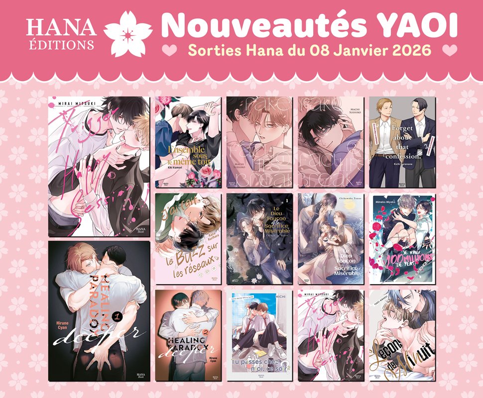Sorties JANVIER : 14 nouveaux yaois Hana Book disponibles