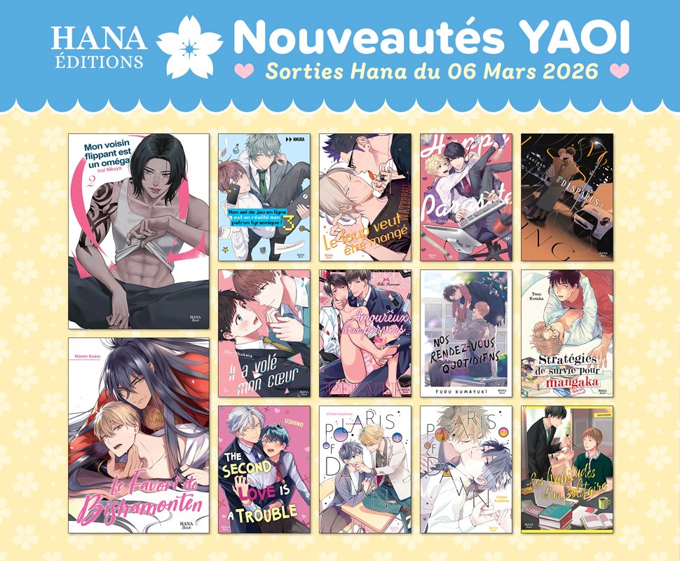 Sorties Hana 06 Mars : 14 nouveaux yaois disponibles