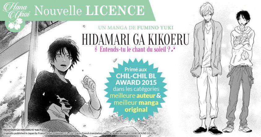 Nouvelle licence Yaoi d'IDP : Hidmari ga kikoeru de Fumino Yuki